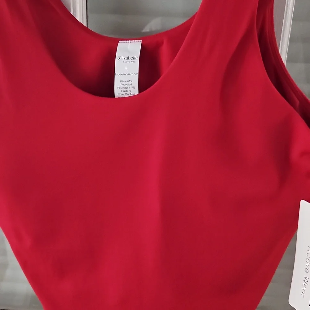 NWT Isabella Red Women's Tank Top With Built In Bra. Sz Large - Picture 4 of 6